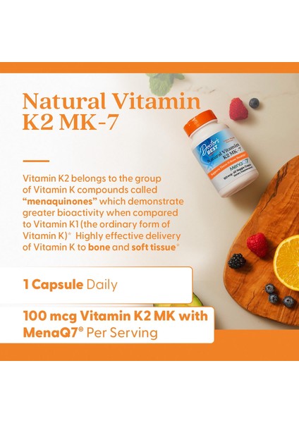 Natural Vitamin K2 Mk7 Men & Women - Bone Health 100 Mcg Menaq7 Calcium 60 Veg fiyatları