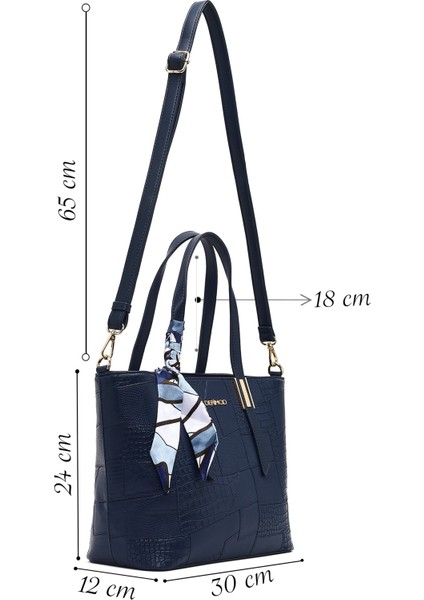 Kadın Lacivert Uzun Askılı Baskılı Omuz Çantası 25WBD286314 fiyatları