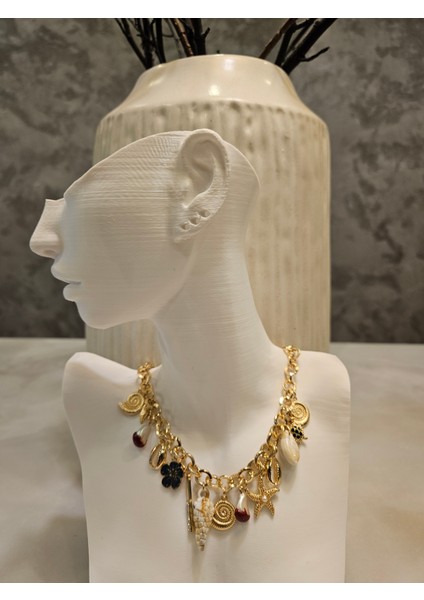 Altın Rengi Yüksek Kalite Paslanmaz Çelik Denizyıldızlı KOLYE-18K Altın Kaplama