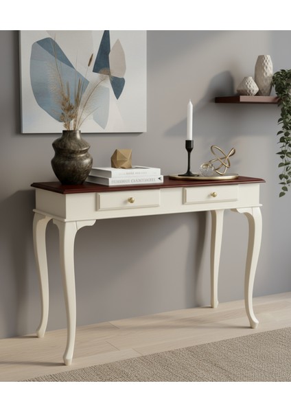 120 cm Masif Çekmeceli Lükens Krem Ceviz Dresuar