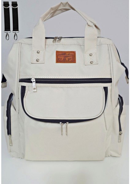 Bebek Bakım Çantası Organizatör Fonksiyonel Anne Bebek Bakım Sırt Çantası KREM