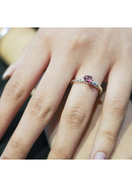 925 Ayar Gümüş Kırmızı Taşlı Kalp Sen ve Ben Yüzük Işıklı Kutuda fiyatları