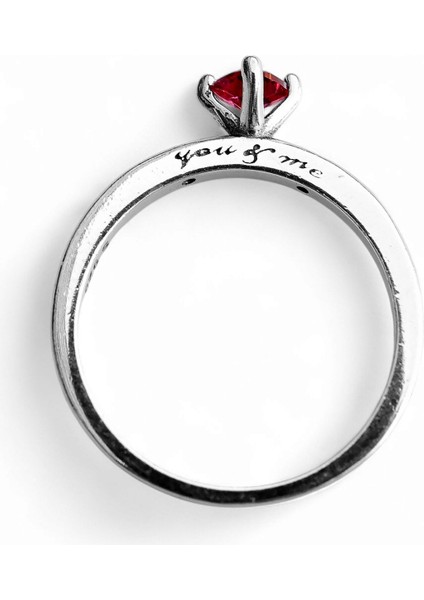925 Ayar Gümüş Kırmızı Taşlı Kalp Sen ve Ben Yüzük Işıklı Kutuda indirimleri