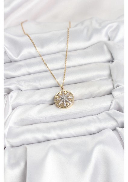 316L Çelik Zincir Gold Renk Zirkon Taşlı Kadın Kolye - TJ-BKO10611 fiyatları