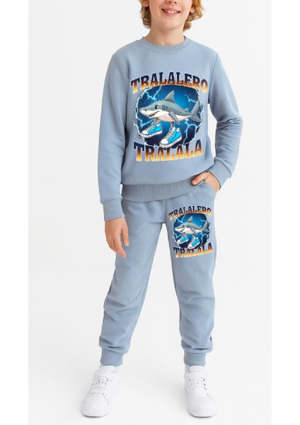 Erkek Çocuk 3 Iplik Şardonlu Alt-Üst Takım Görsel Baskılı 3-10 Yaş 12412