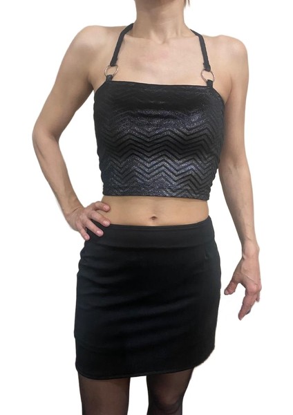 Siyah Kumaş Astarlı Fermuarlı Mini Dar Etek