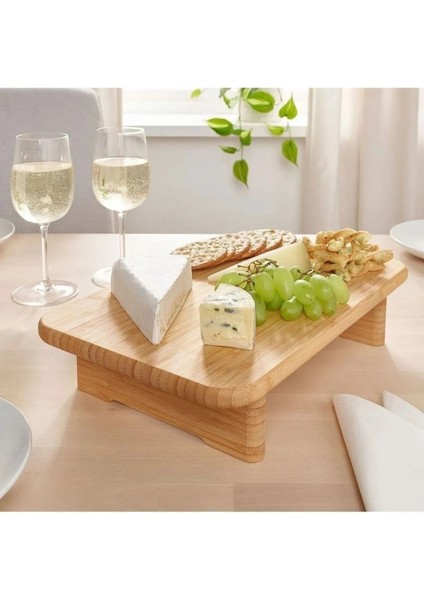 Ayaklı Bambu Doğrama Kesim Tahtası & Sunum Standı 30CMX20CM