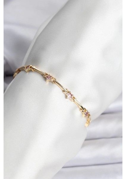 Yıldız Model Gold Renk Pirinç Bileklik - TJ-BB8081