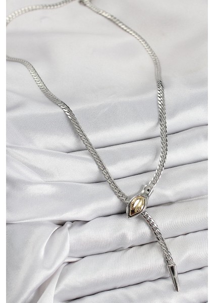 Pirinç Asansörlü Yılan Model Gümüş Renk Kadın Kolye - TJ-BKO10432 fiyatları