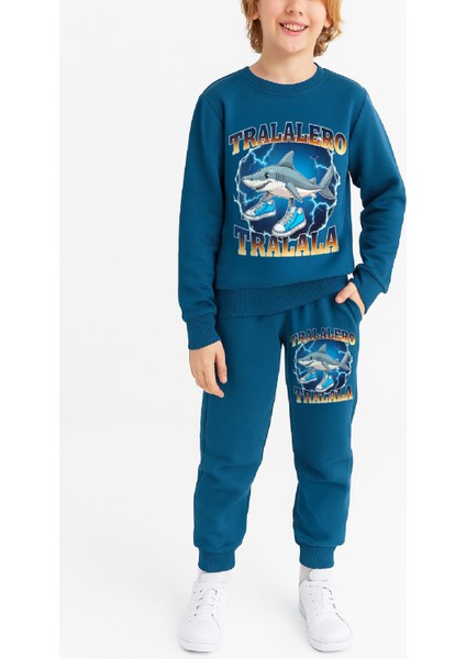 Erkek Çocuk 3 Iplik Şardonlu Alt-Üst Takım Görsel Baskılı 3-10 Yaş 12412