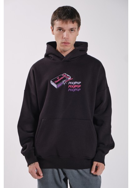 Firestarter Siyah Relaxed Fit Siyah Hoodie modelleri