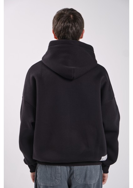 Firestarter Siyah Relaxed Fit Siyah Hoodie