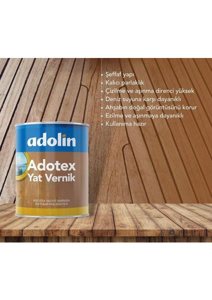 Şeffaf Parlak Ahşap Vernik Adotex | Ahşap Mobilya-Lambri Koruyucu 0.75 Lt