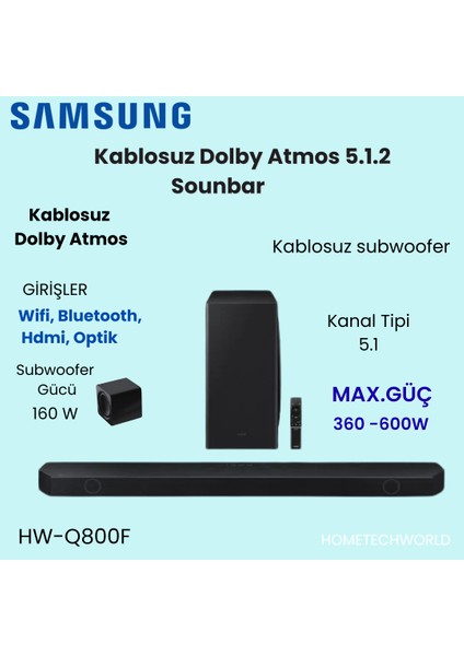 HW-Q800F 5.1.2 Ch Subwoofer Q-Serisi Soundbar (2025)