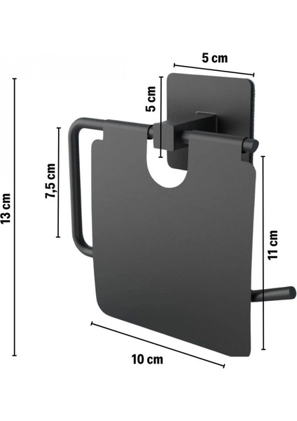 Kendiliğinden Yapışkanlı Siyah Paslanmaz Metal Kapaklı Tuvalet Kağıtlığı Aparatı modelleri