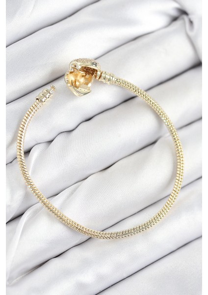 Pirinç Charm Zirkon Taşlı Kalp Model Gold Renk Kadın Bileklik - TJ-BB7809 fiyatları