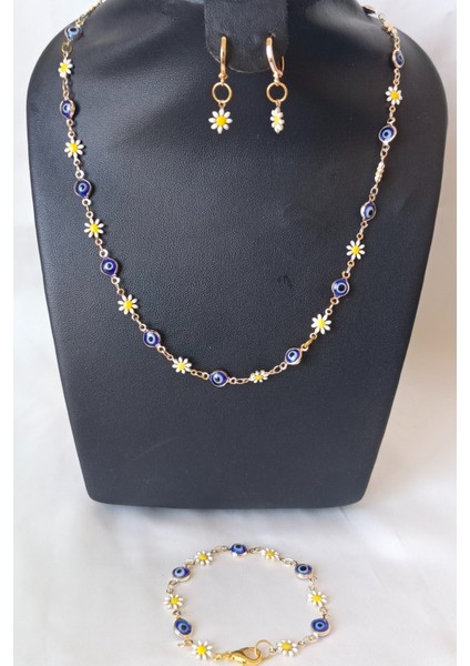 Papatyalı Nazar Boncuklu Takı Seti