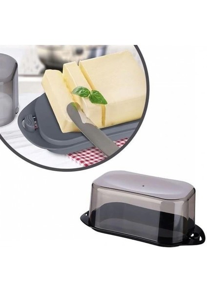 Kilitli Plastik Kapaklı Kahvaltılık Tereyağlık Peynirlik Erzak Saklama Kabı Ap-9428