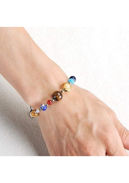 Güneş Sistemi Gezegen Bilekliği Doğal Taş Ayarlanabilir Unisex Makrome Bileklik Gezegenler Temalı fiyatları