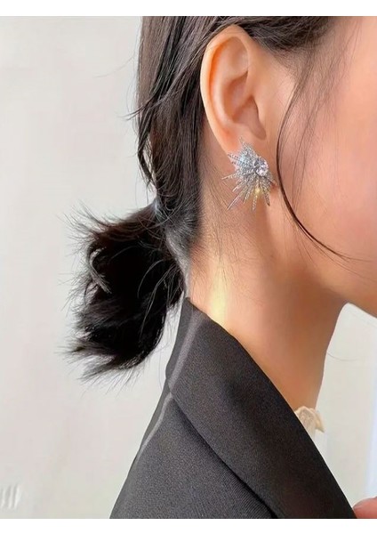 Şık Taşlı Kanat Desenli Küpe fiyatları