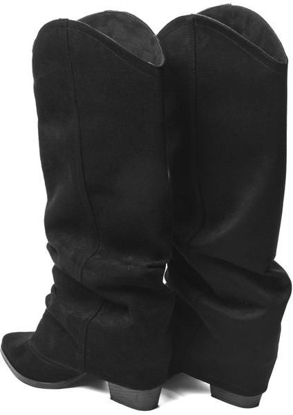 Kadın Süet Çizme Körüklü Çekme Western Siyah Merina fiyatları
