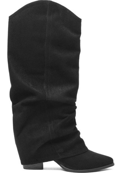 Kadın Süet Çizme Körüklü Çekme Western Siyah Merina modelleri