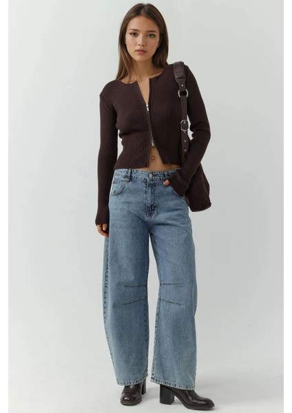 Kadın Sabrina Fermuarlı Kazak Mocha Kahvesi