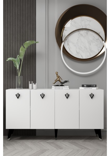 8208-32CT KB150 Konsol, Tv Ünitesi Beyaz-Gümüş-Siyah modelleri