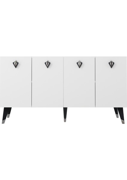 8208-32CT KB150 Konsol, Tv Ünitesi Beyaz-Gümüş-Siyah fırsatları