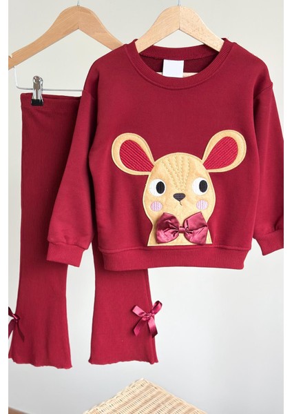 Kız Çocuk Nakış Detaylı 3 Iplik Pamuklu Kumaş Alt Üst Takım fiyatları