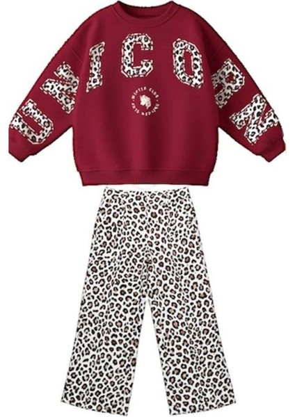 Kız Çocuk Baskılı 3 Iplik Kumaş Leopar Desenli Taytlı Altüst Takım fiyatları