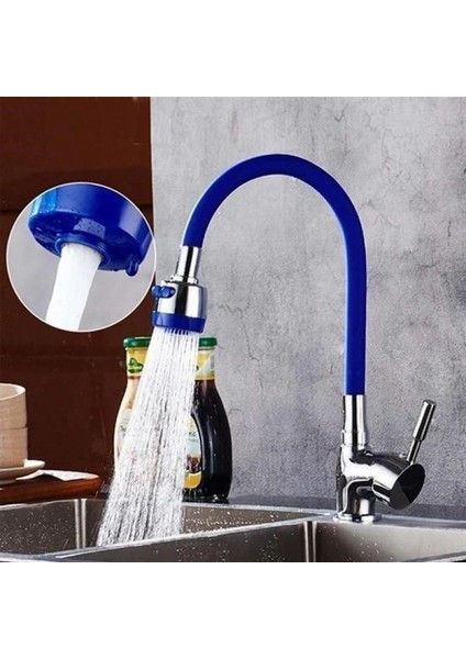 Oynar Başlıklı Tasarruflu Kubar Musluk Borusu ve Başlığı Mavi