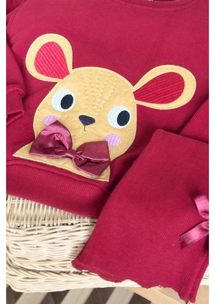 Kız Çocuk Nakış Detaylı 3 Iplik Pamuklu Kumaş Alt Üst Takım fırsatları