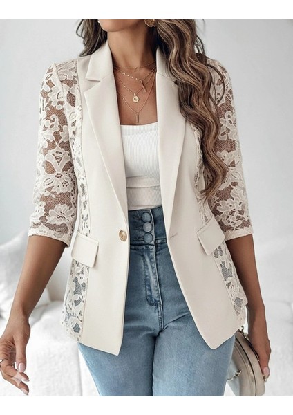Kadın Uzun Kollu Truvakar Kol Önden Düğmeli Cepli Dantelli Atlas Ceket modelleri