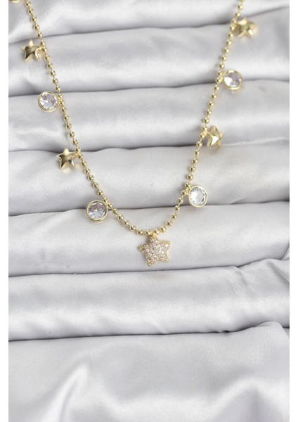 Pirinç Gold Renk Yıldız Model Kadın Kolye - TJ-BKO10640