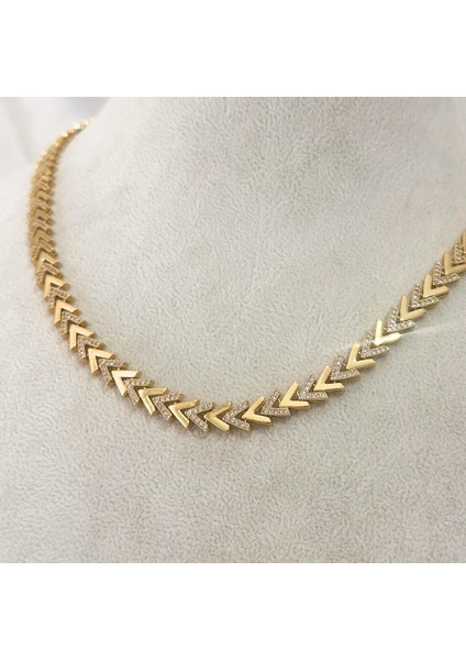 Vıp Seri Zirkon Taşlı Ok Kolye Gold fiyatları