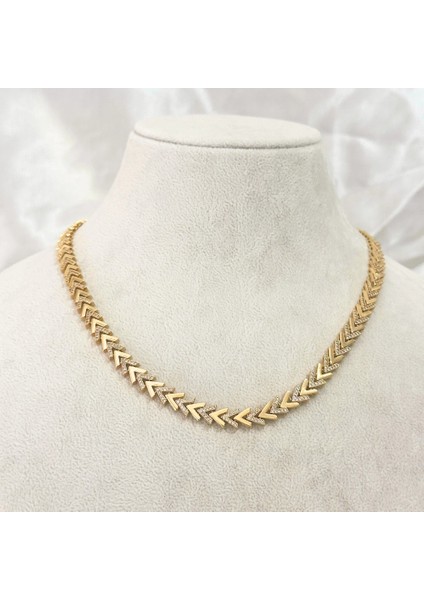 Vıp Seri Zirkon Taşlı Ok Kolye Gold modelleri