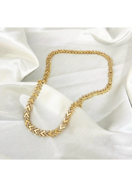 Vıp Seri Zirkon Taşlı Ok Kolye Gold indirimleri