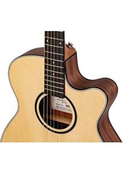 AGX300 Elektro Akustik Gitar İnce Kasa Natürel Mat 6 Tel Profesyonel Kullanım İçin