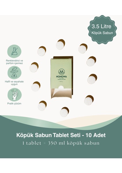 Köpük Sabun Tablet Seti - 10 Adet (= 3.5 Litre Köpük Sabun)