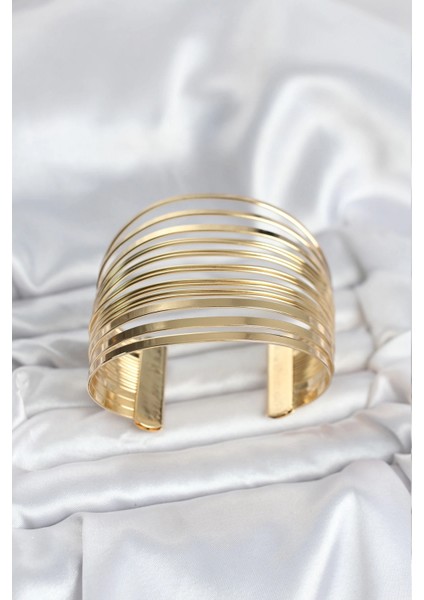 Gold Renk Pirinç Kaburga Model Kadın Bileklik - TJ-BB8065