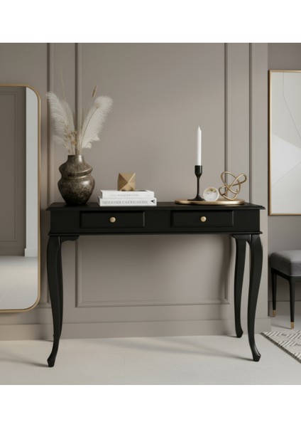 120 cm Masif Çekmeceli Lükens Siyah Dresuar fiyatları