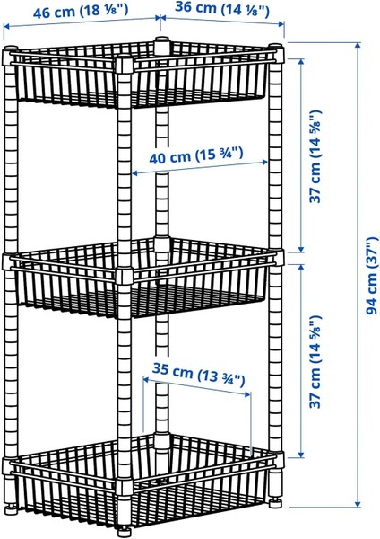 Omar Raf Ünitesi Gri 46 x 36 x 94 cm fiyatları