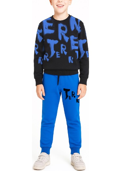 Erkek Çocuk 2 Iplik Şardonsuz Alt-Üst Takım Yazı Baskılı 3-10 Yaş 12413