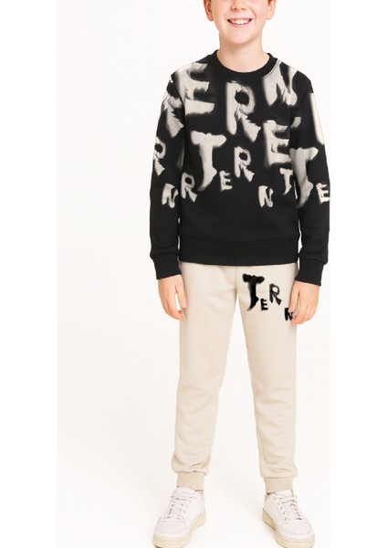 Erkek Çocuk 2 Iplik Şardonsuz Alt-Üst Takım Yazı Baskılı 3-10 Yaş 12413