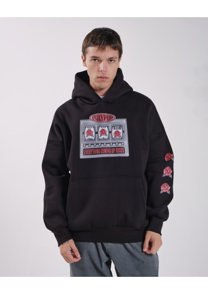 Jackpot Siyah Relaxed Fit Siyah Hoodie