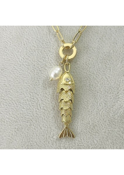 Incili Hareketli Balık Kolye Gold fiyatları