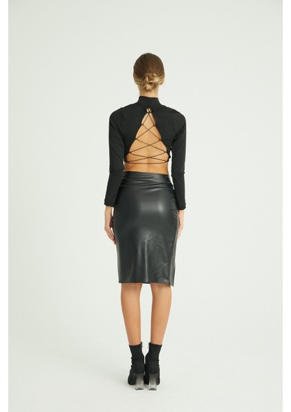 Kadın Sırtı Lastikli Uzun Kol Crop fiyatları