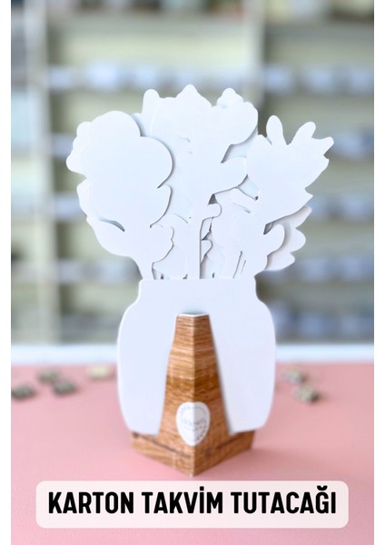 2026 Mavi Çiçek Temalı Masa Takvimi | Kayın Desenli Karton Tutucu | Dekoratif Takvim | Hediye Seçeneği