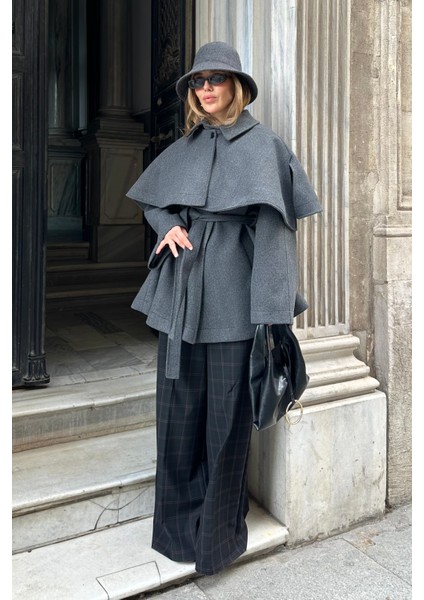 Antrasit Livia Pelerin Detaylı Kaşe Kaban fiyatları